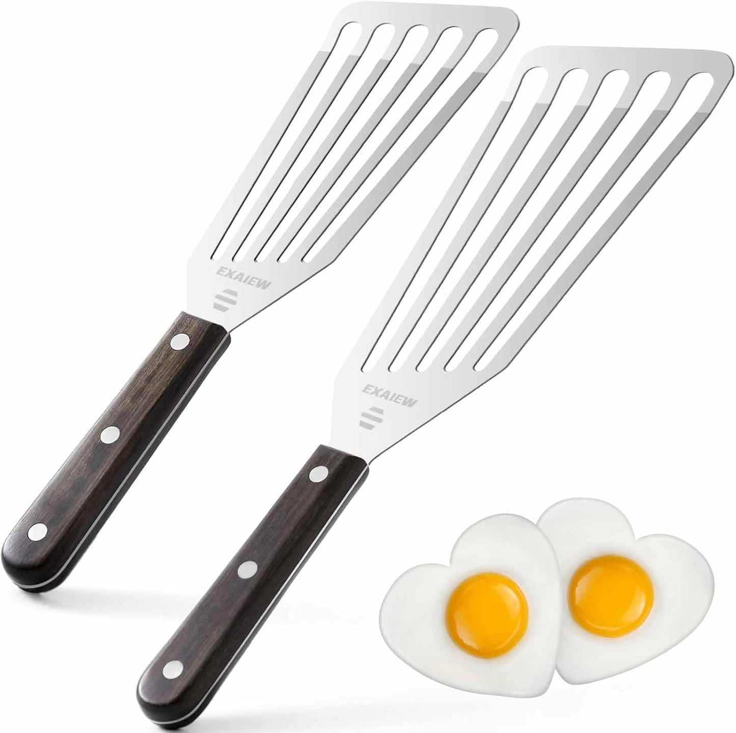 2 Pzas Espátula Acero Inox Flexible Voltear Huevos