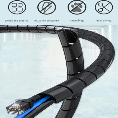 Funda cable espiral 1/2pulg x18pies organizador hogar oficina