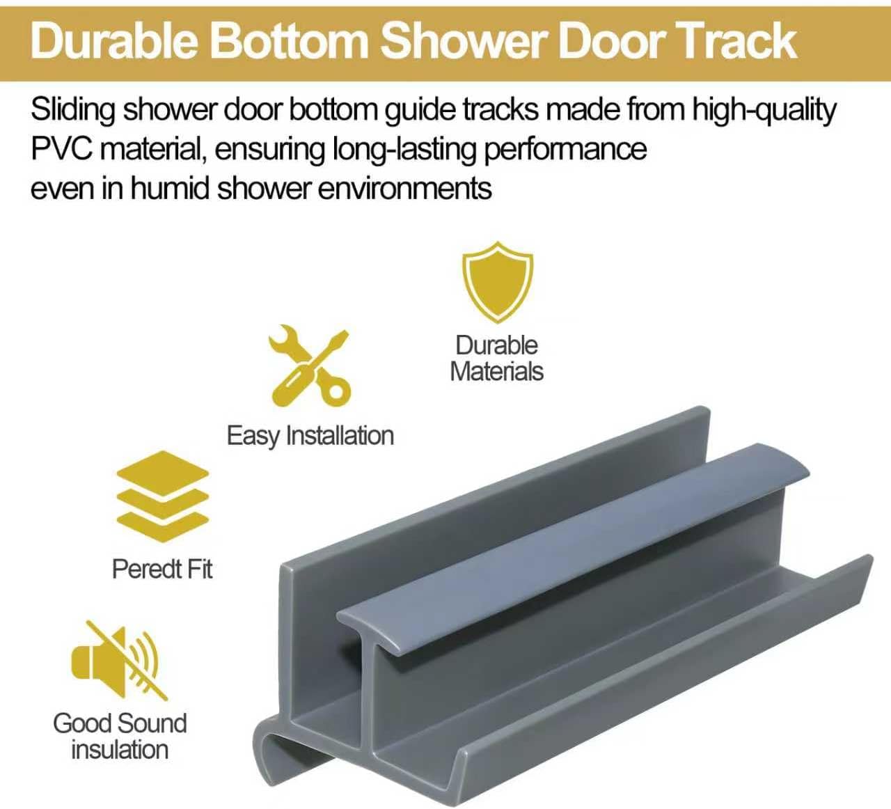 Guía puerta corrediza ducha vidrio 3x1-3/8 pulg gris