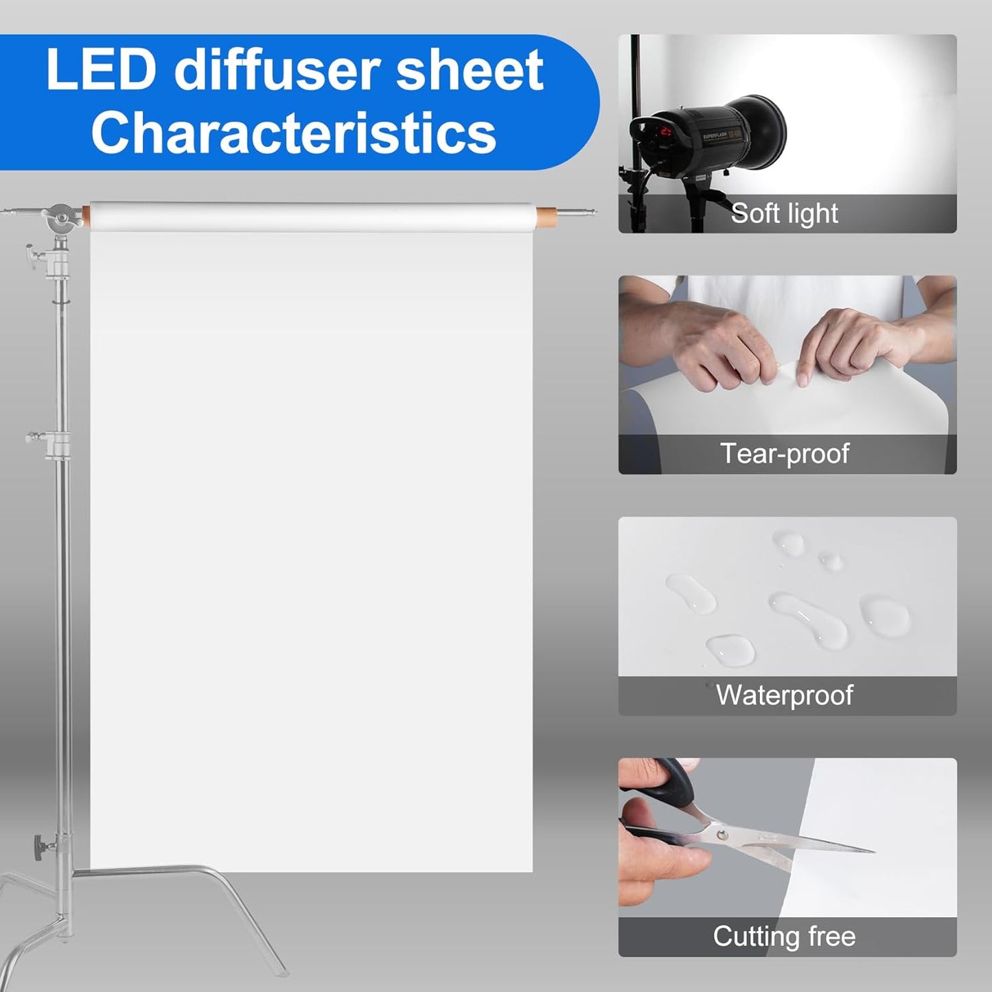 Difusor luz hoja 59ftx47.2inch para estudio fotográfico