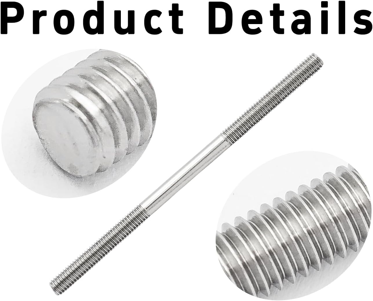 6 Pzas Perno M6x110mm Acero Inox 304 Doble Extremo