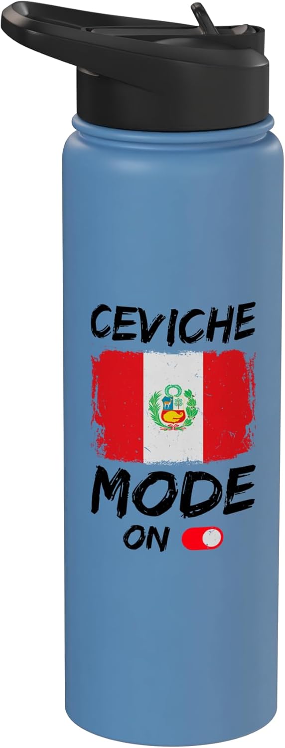 Botella agua acero inox aislada ceviche peruano
