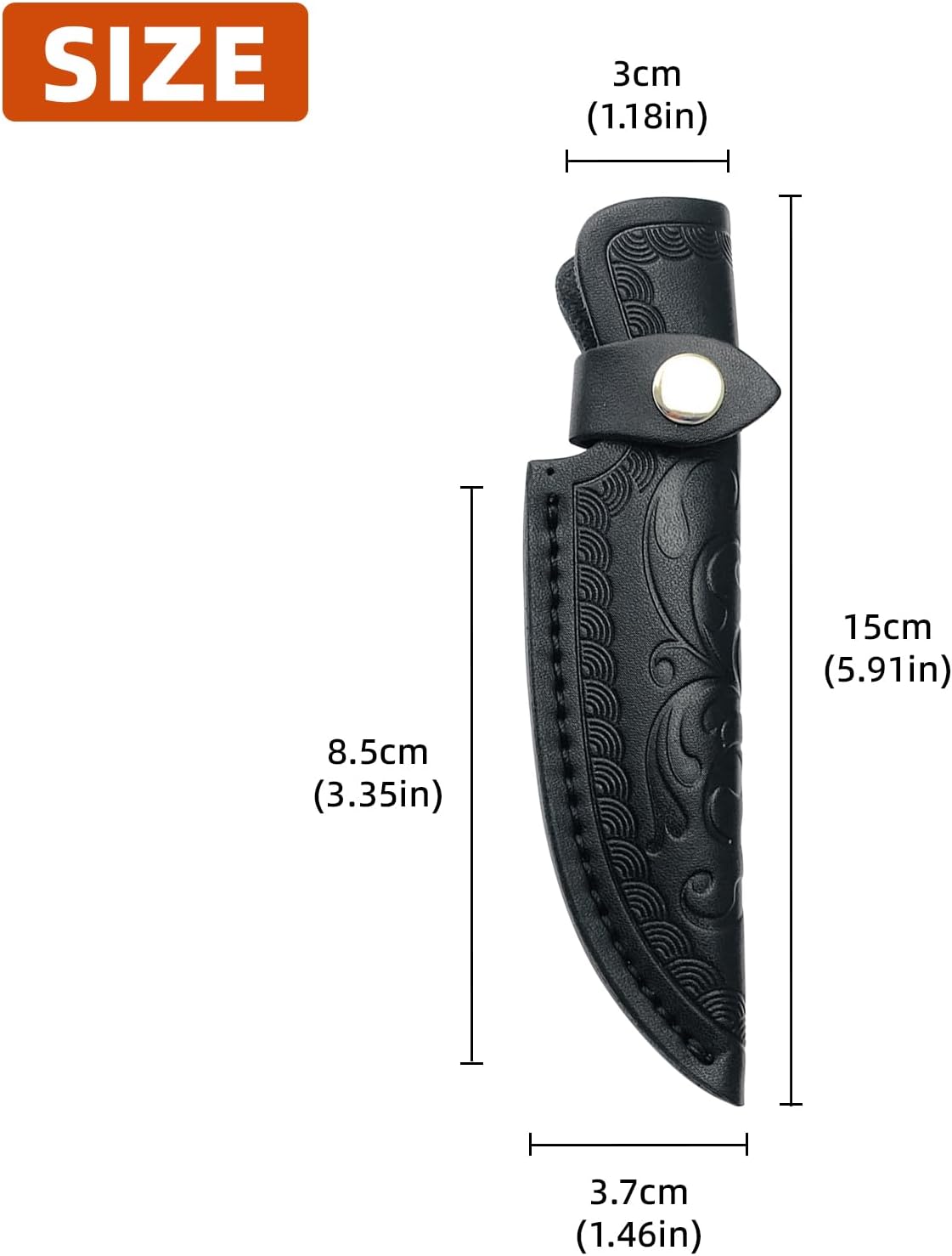 Funda cuero cuchillo fija con lazo cinturón y cierre EDC