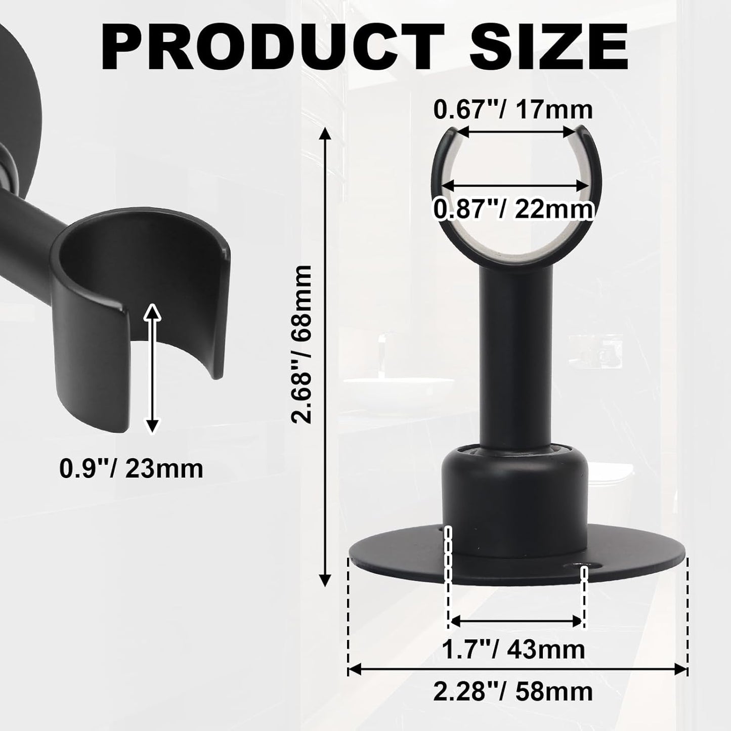 Soporte pared cabezal ducha acero inox ajustable 360° negro