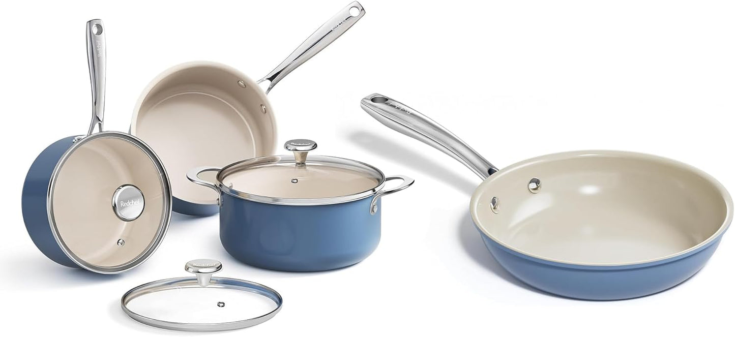 Juego ollas inducción 5qt cacerola 2.5/3.5qt sartén antiadherente 8pulg