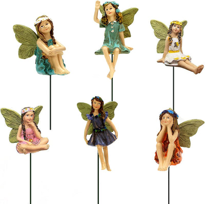Accesorios jardín hadas 6 figuras mini para maceta y césped