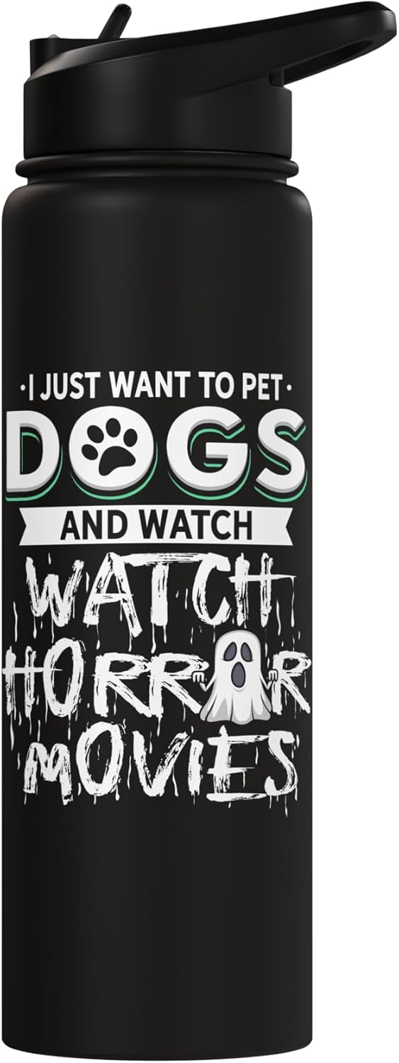 Botella de agua aislada acero inoxidable para perros y películas de terror