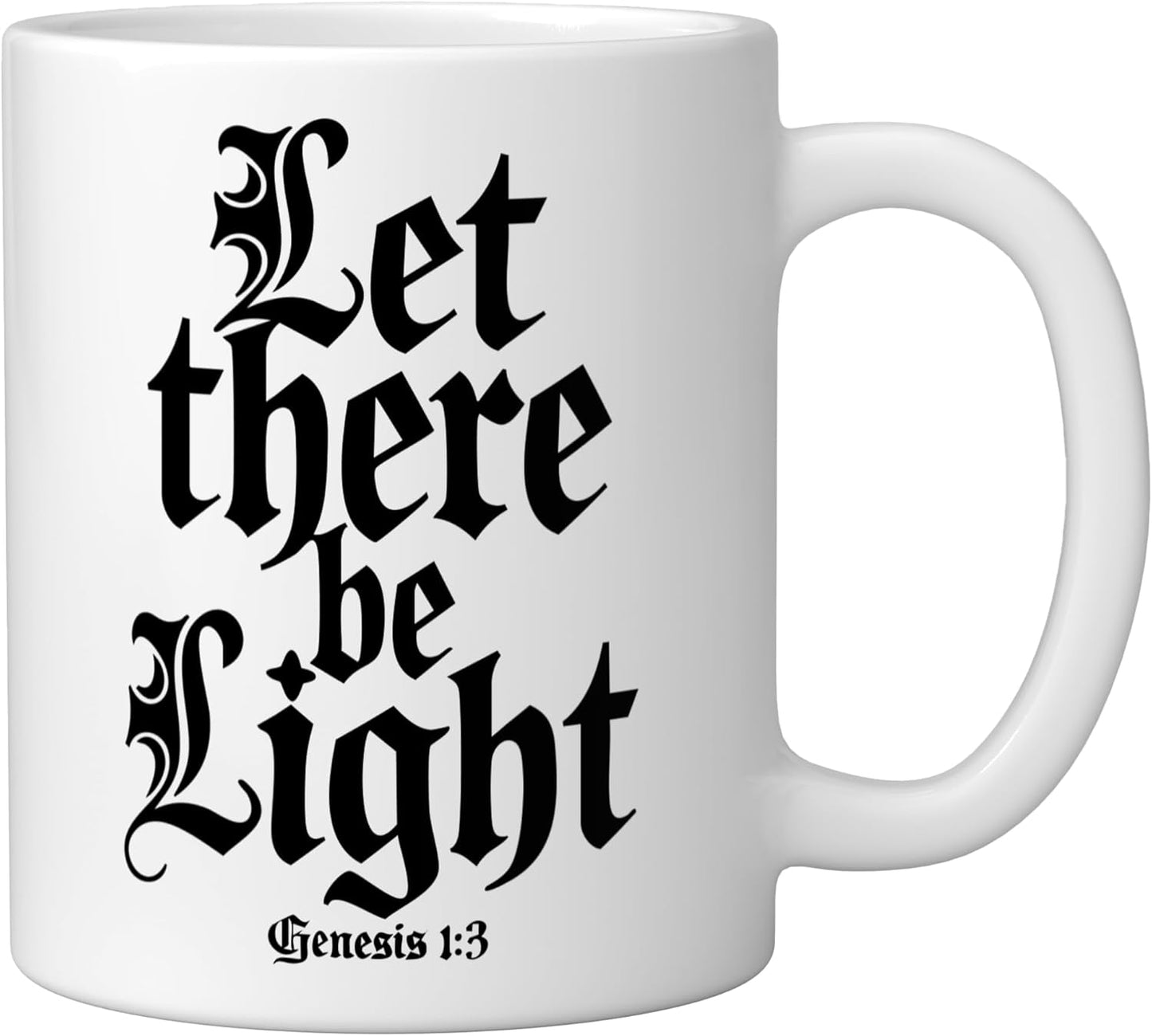 Taza cerámica Gothic Scripture Let There Be Light Creación blanca