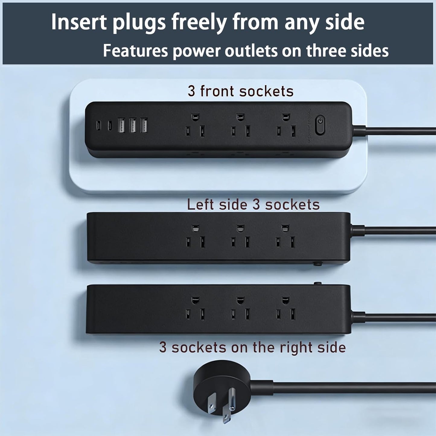 Regleta sobretensiones 5ft con 9 tomas USB A y C