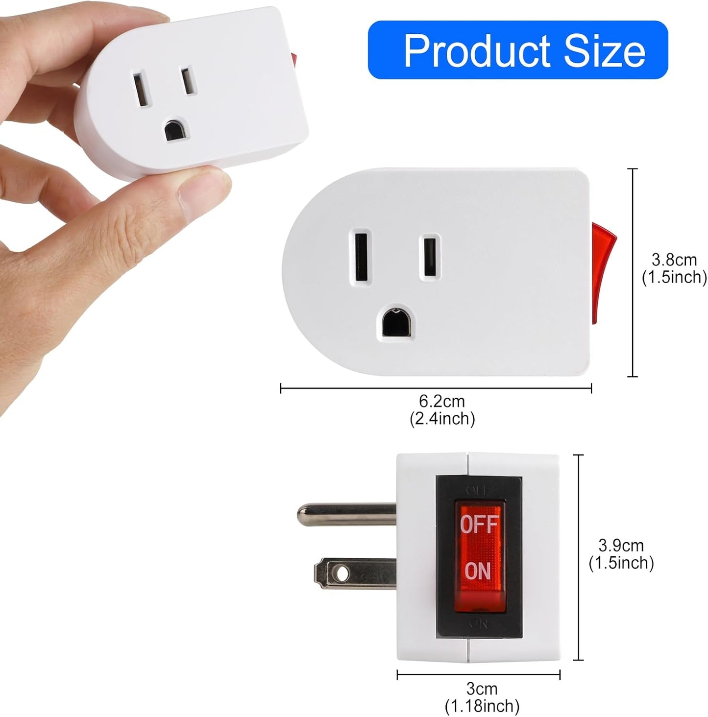 Adaptador tierra con interruptor ETL salida 3 puntas 15A