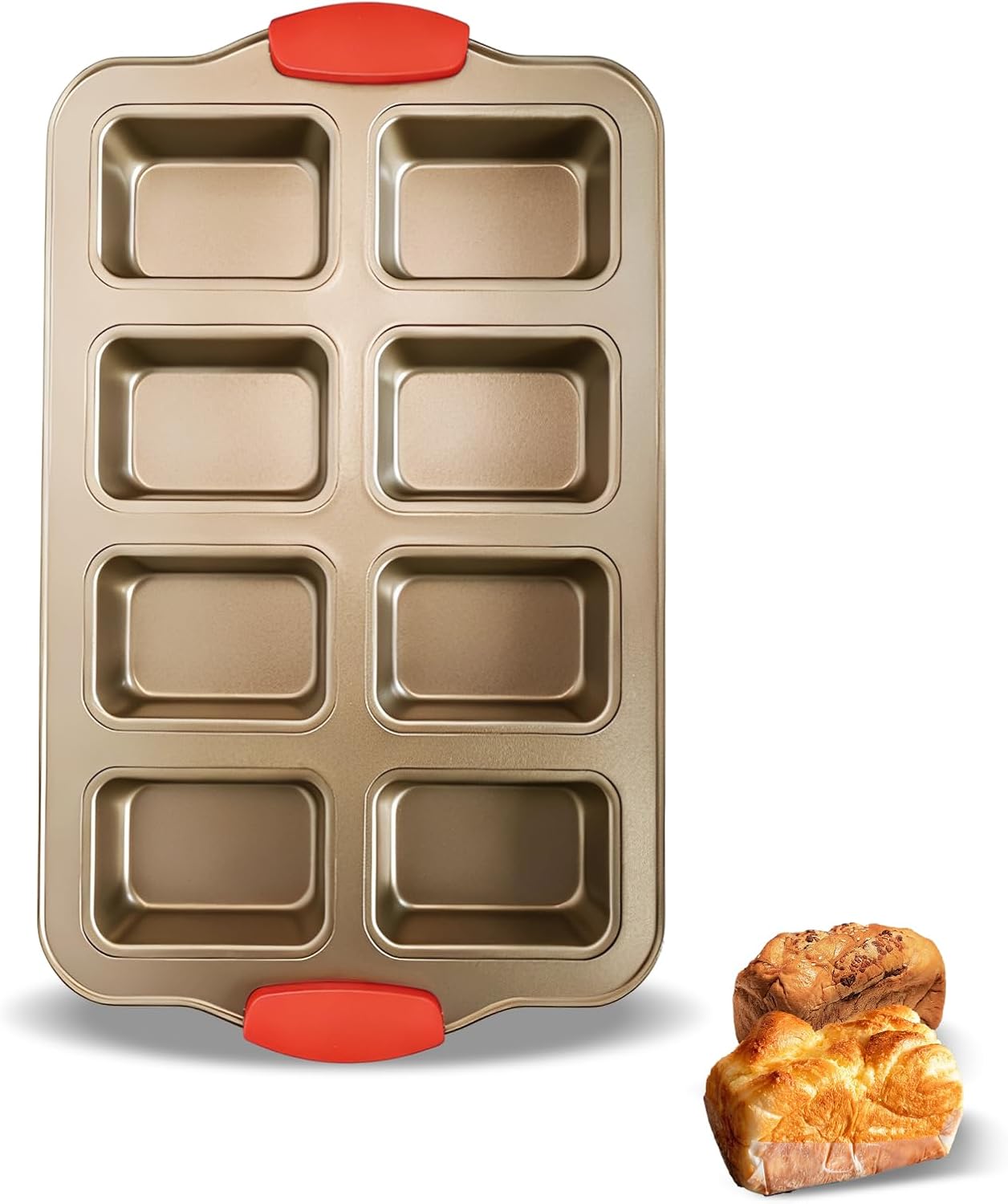 Mini molde para pan de 8 cavidades con mango de silicona