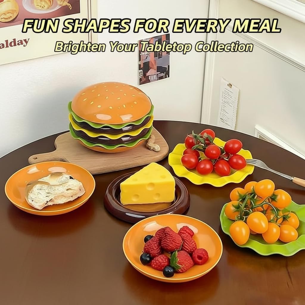 Juego de 7 platos en forma de hamburguesa