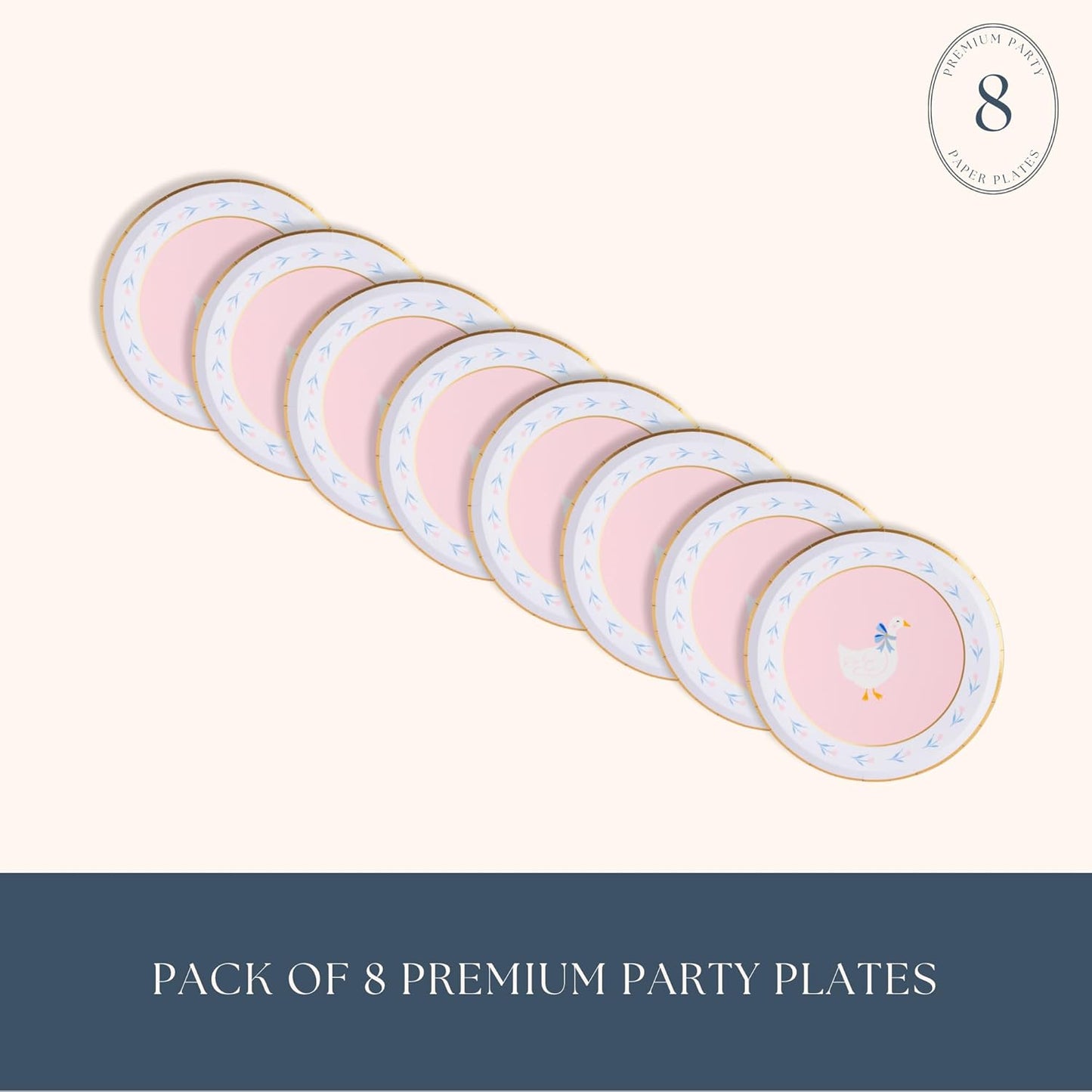 Platos papel Pascua rosa claro 8pulg paquete 8