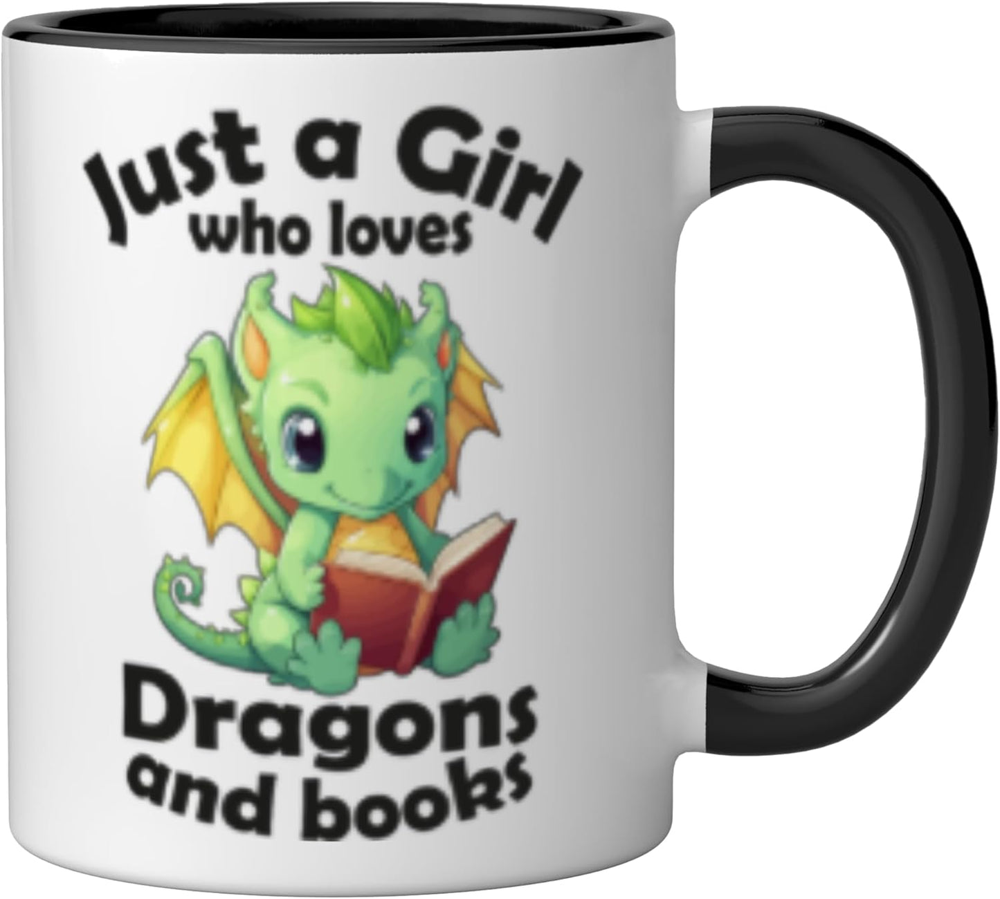 Taza cerámica para niños con dragón negro y blanco