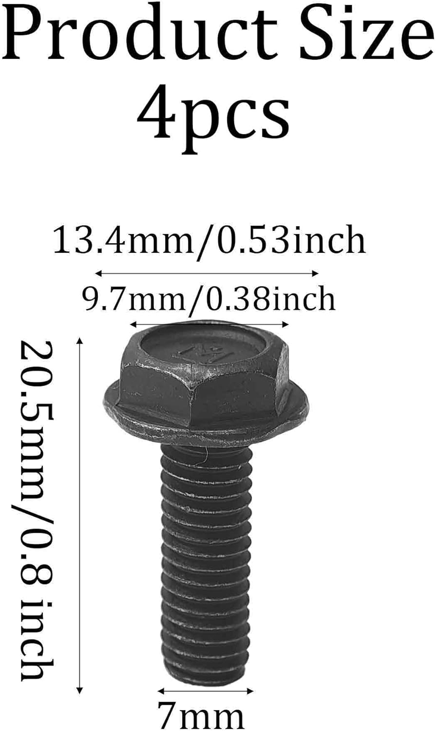 4 Pernos Brida Hex M7 Rosca Izq Acero Carbono Negro