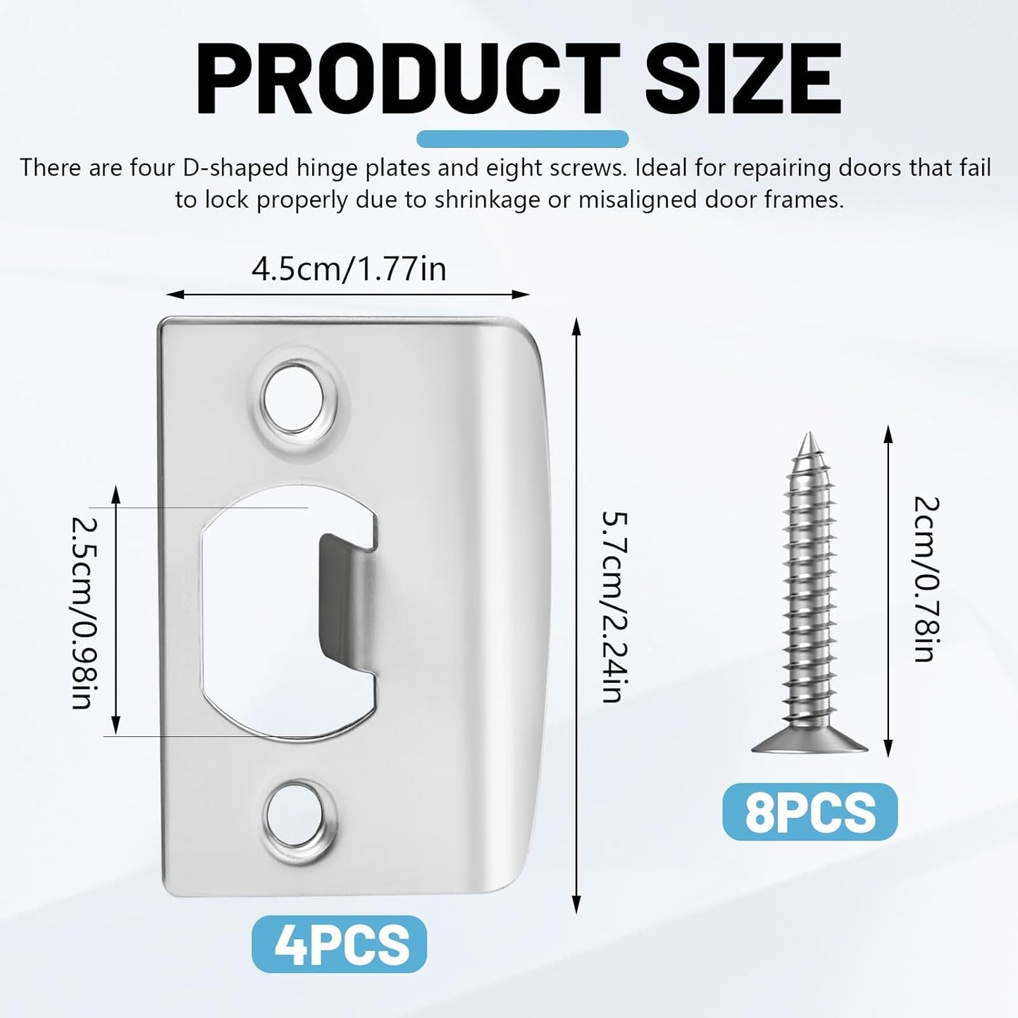 4 Placas Acero Inox Puerta Espaciador R 2-1/4x1-7/16
