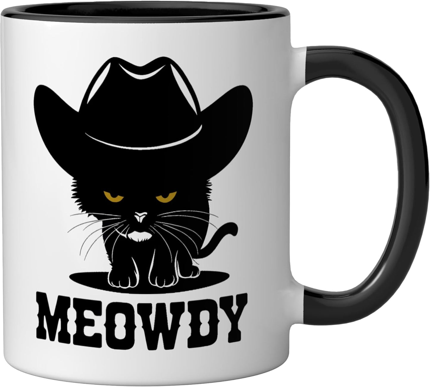 Taza cerámica Meowdy gato vaquero negro/blanco