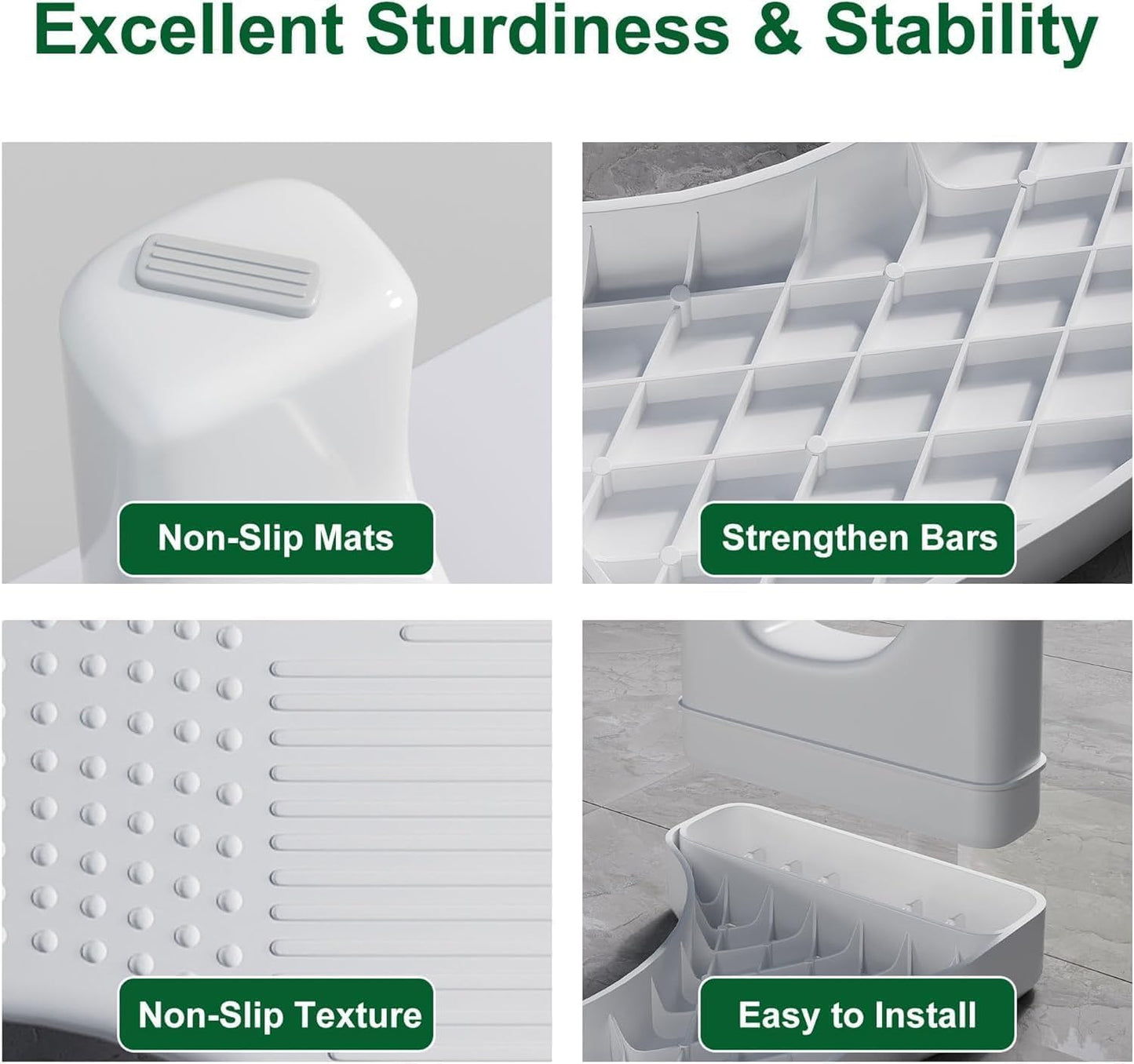 Taburete baño plástico antiderrap 7pulg ergonómico