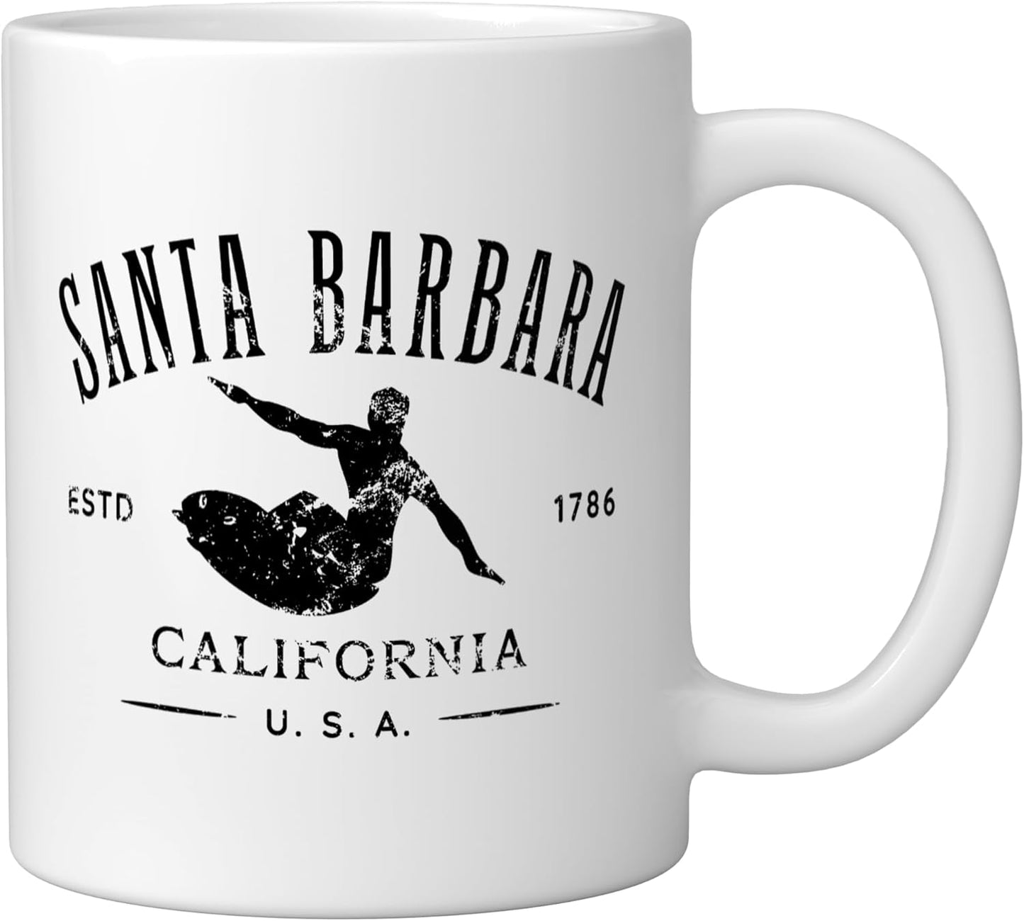 Taza Cerámica Surf Diseño Envejecido Blanco