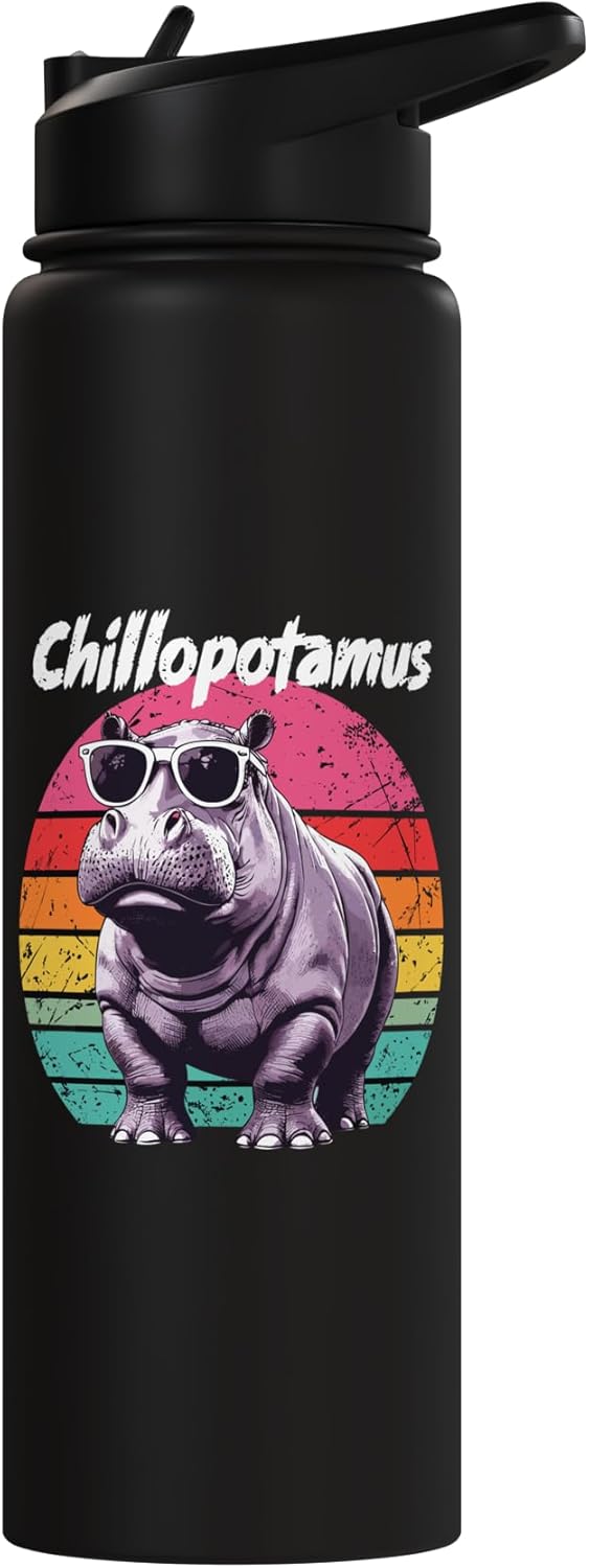 Botella de agua acero inoxidable hippo diseño retro