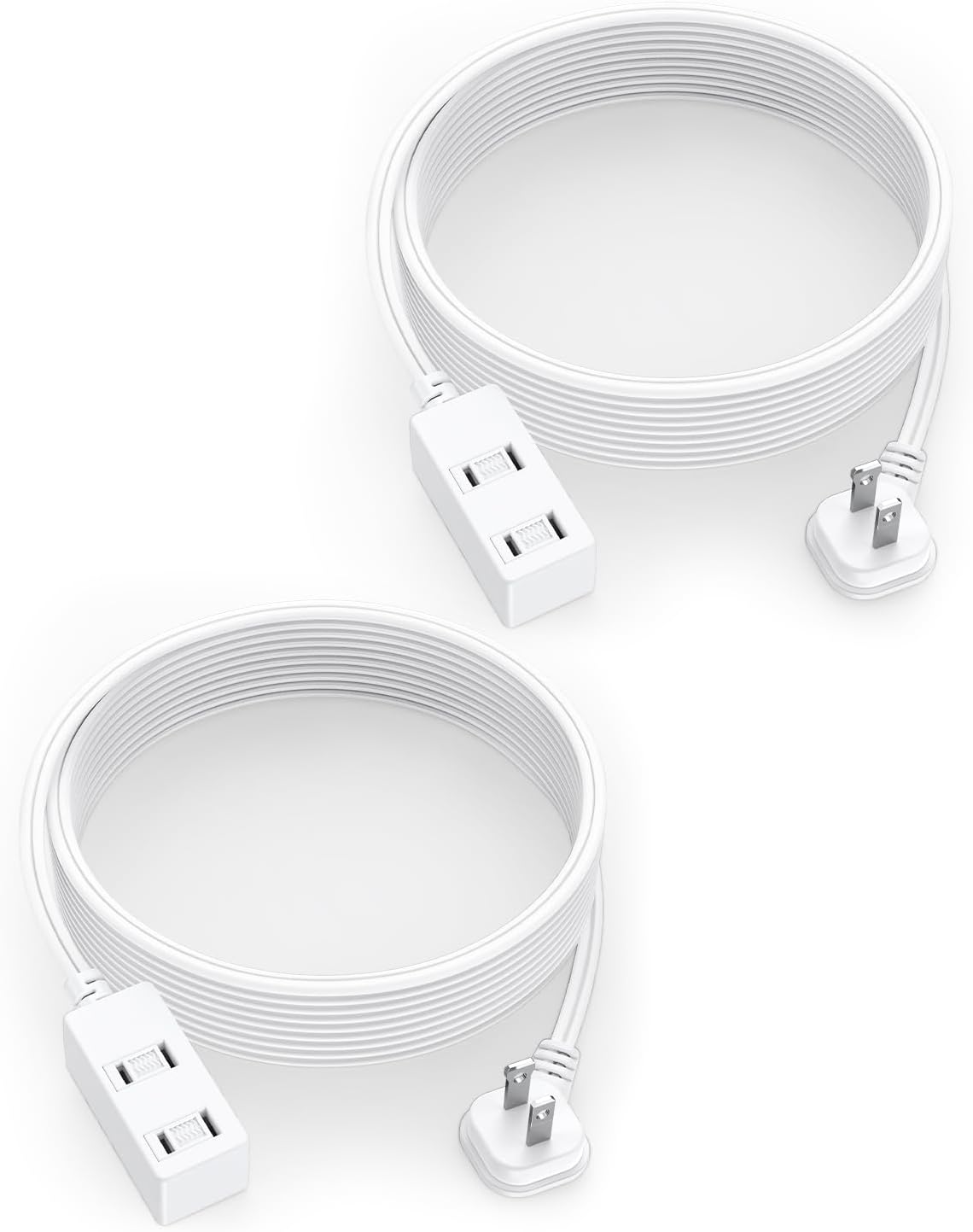 Cable extensión enchufe plano 24ft blanco 2 clavijas 3 salidas