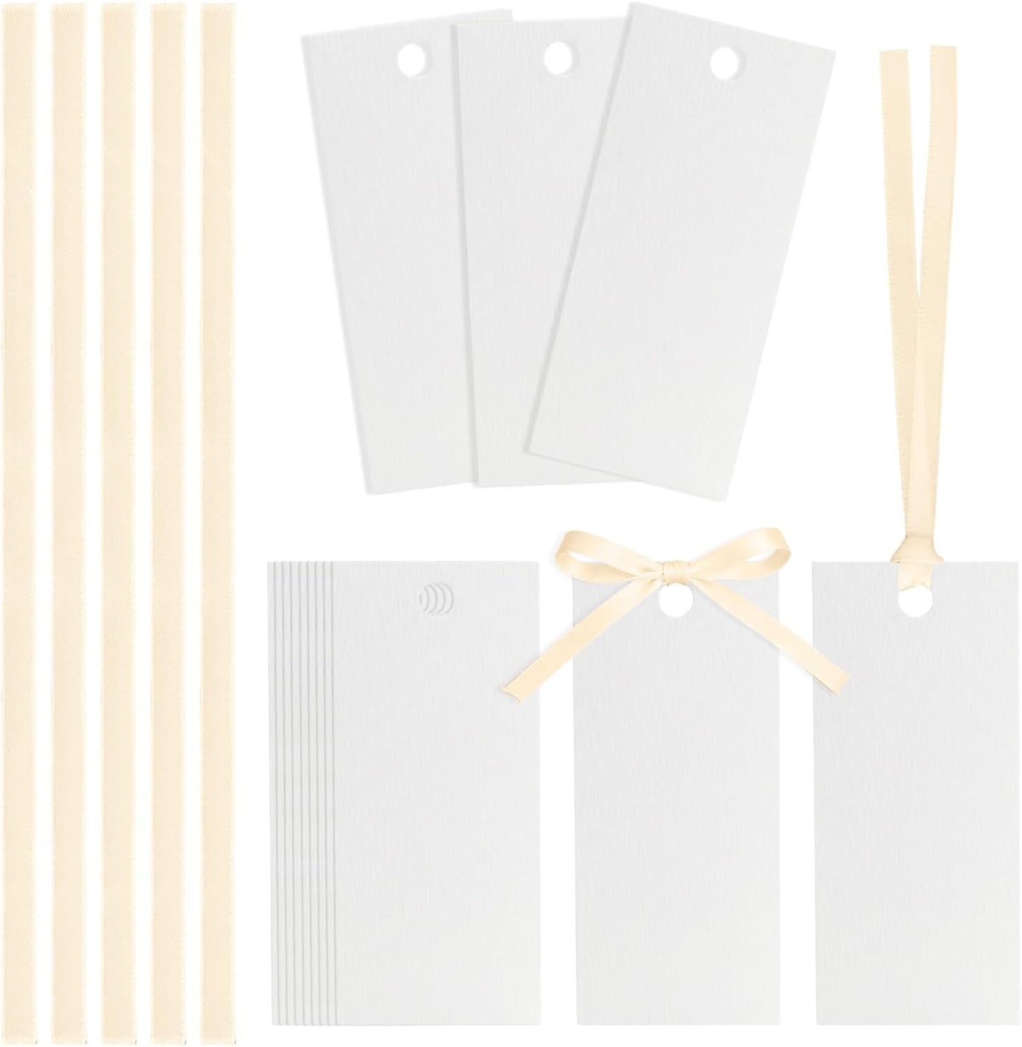 50 Etiquetas Satén Beige para Mesa Boda Cumpleaños