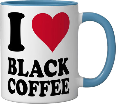 Taza de café cerámica Red Heart I Love Negro Azul/Blanco