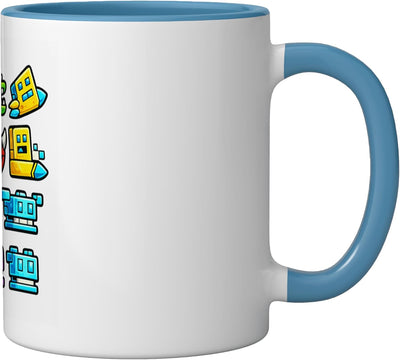 Taza de cerámica con diseño de geometría para juegos en azul y blanco