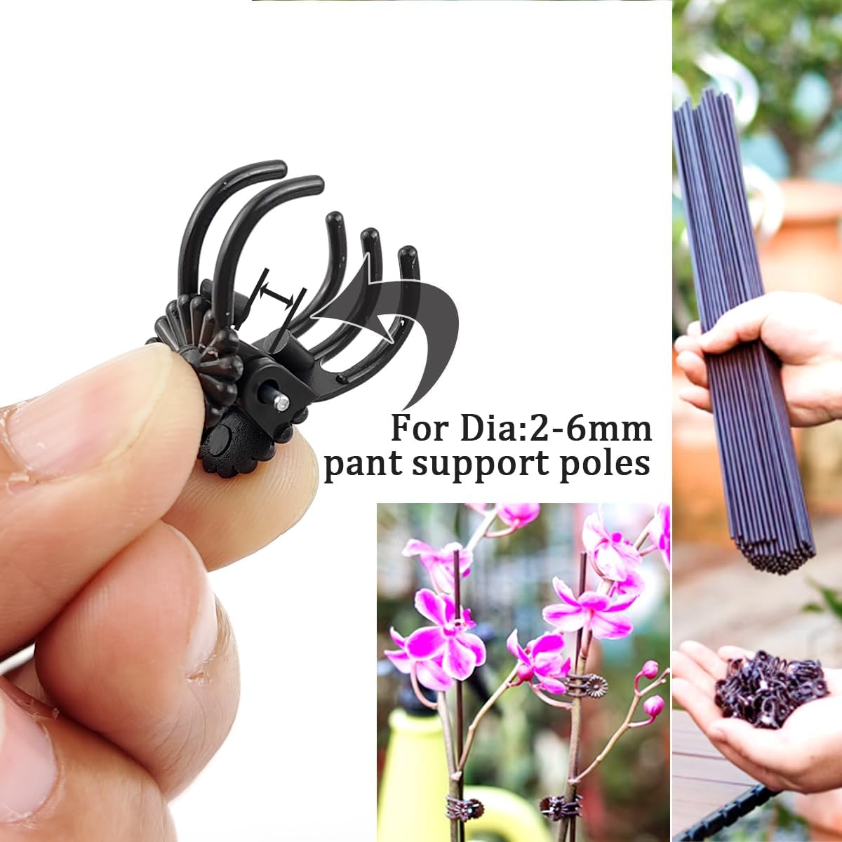 200 Clips para Orquídeas y Plantas Soporte Vertical Marrón