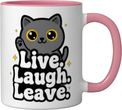 Taza Cerámica Frases Divertidas Gato Sarcastico Rosa/Blanco