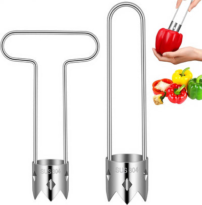 2 Descorazonadores Acero Inox 2en1 para Pimientos Piña