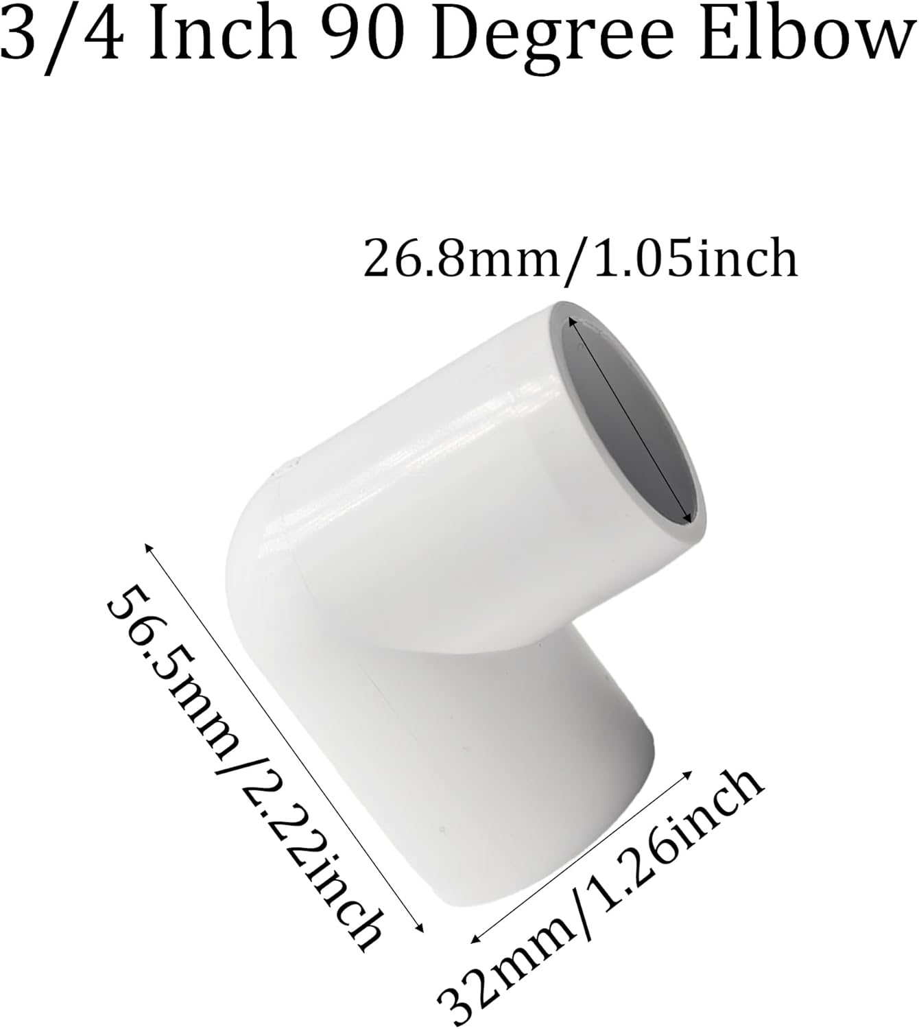 Codo PVC SCH40 3/4 pulg 90 grados 2 vías para bricolaje