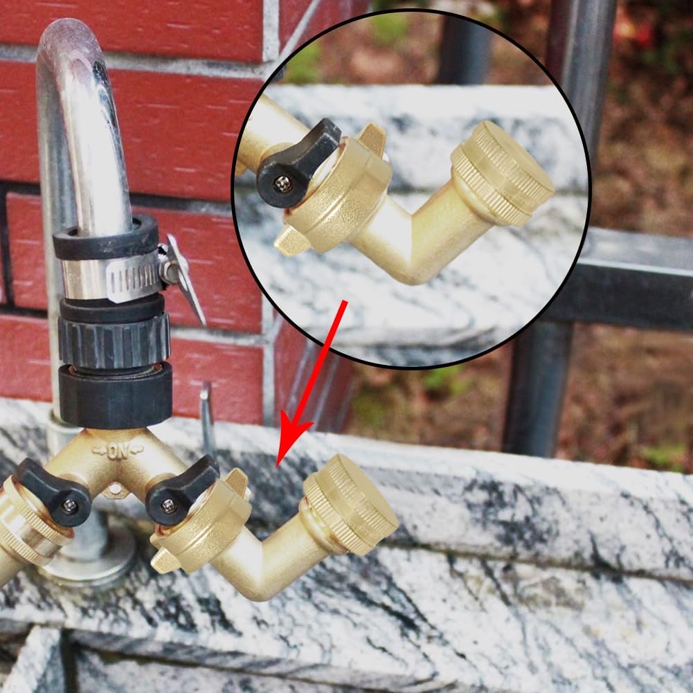Manguera jardín 3/4pulg conector latón 90grados tapas hembra set 2