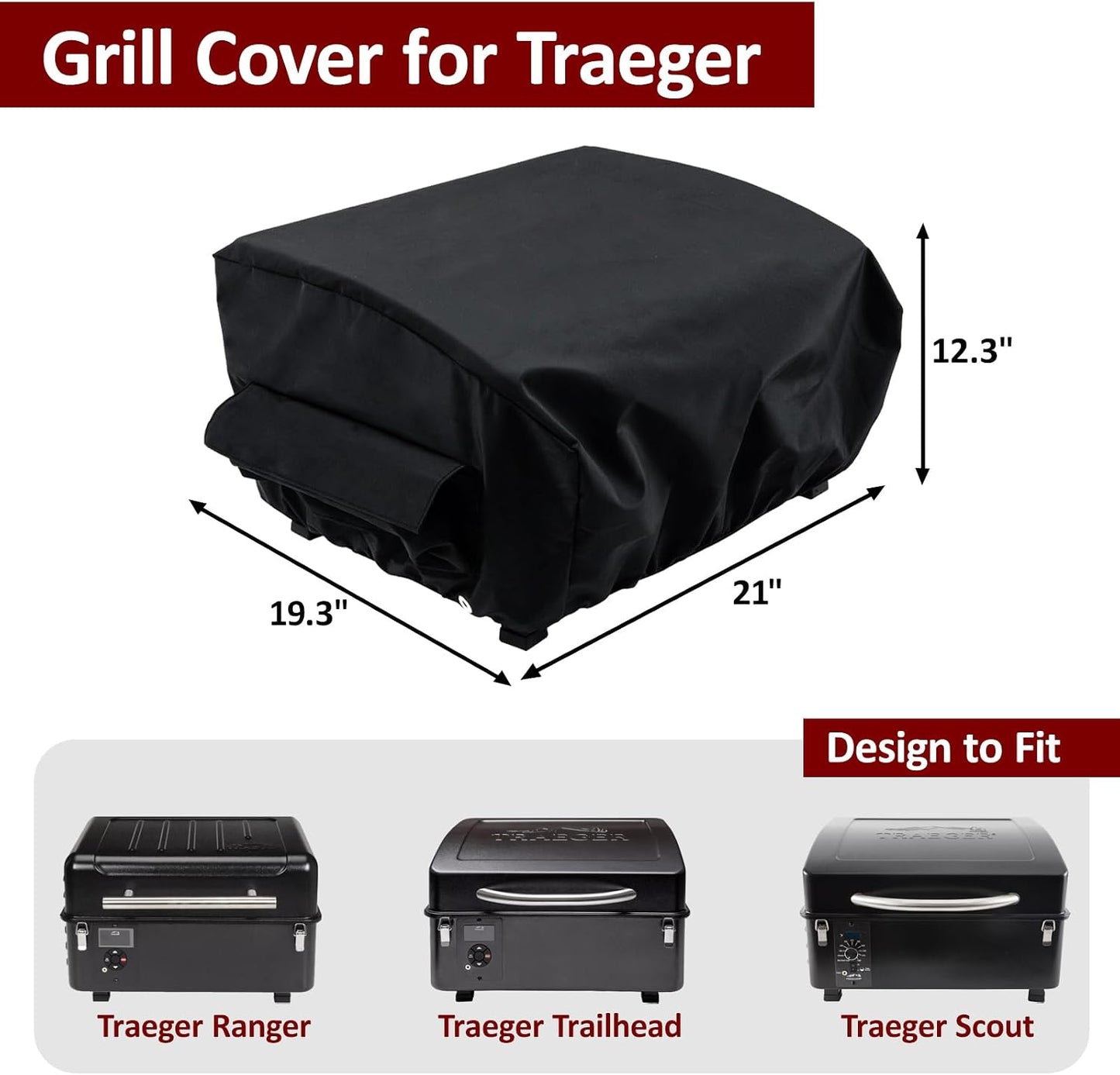 Cubierta parrilla Traeger Ranger Scout Trailhead 600D impermeable