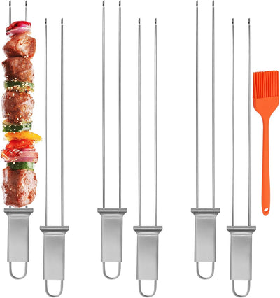 Brochetas de acero inoxidable reutilizables doble punta para barbacoa