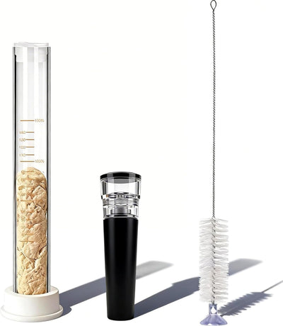 Kit tarro alícuota masa madre con tubo medición vidrio 0-150%