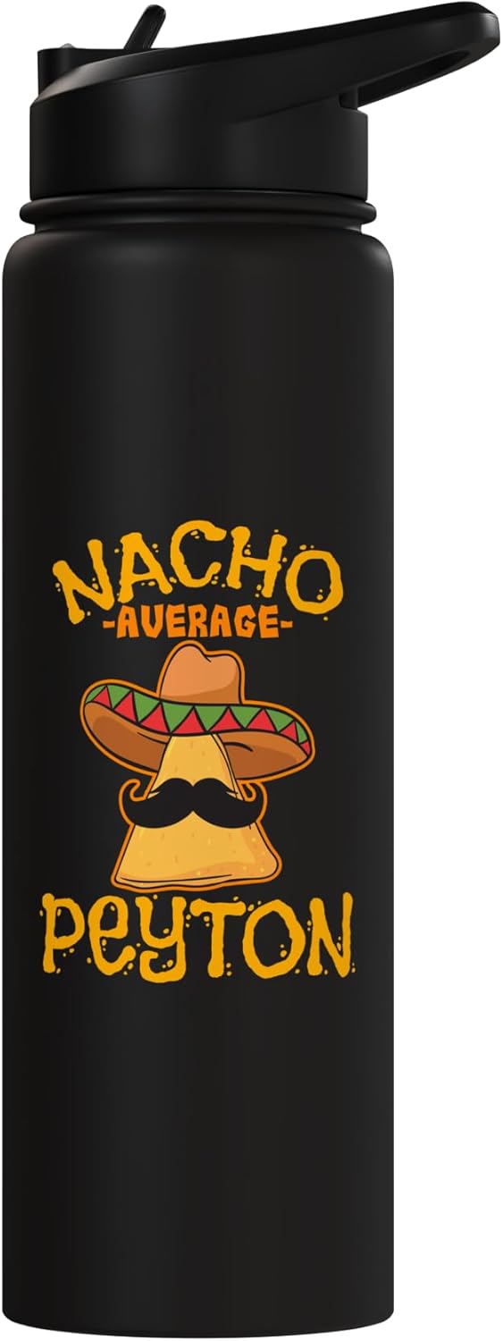 Botella de agua acero inoxidable personalizada con nombre taco funny