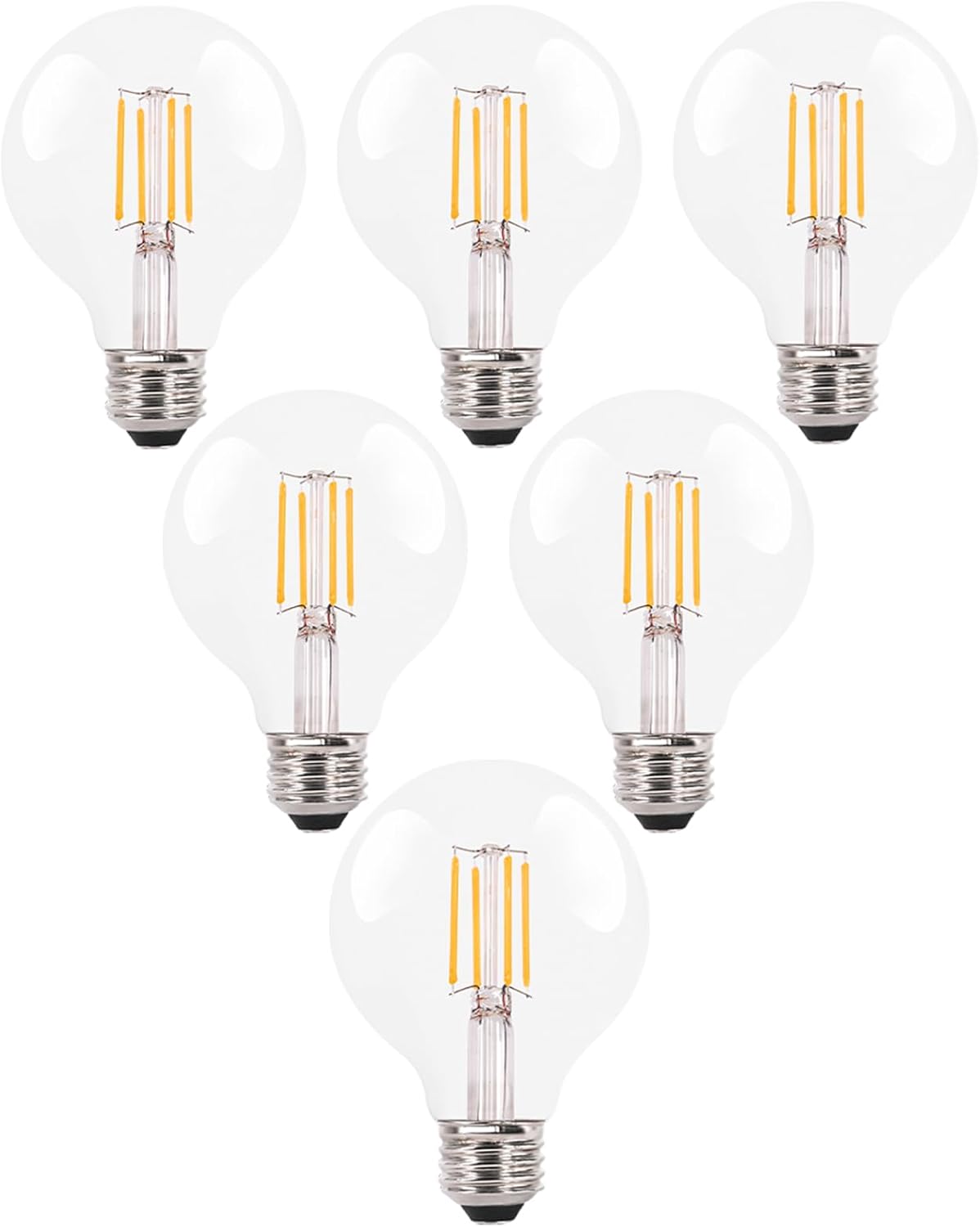 Pack 6 bombillas LED G25 Edison redondas regulables 4.5W 2700K