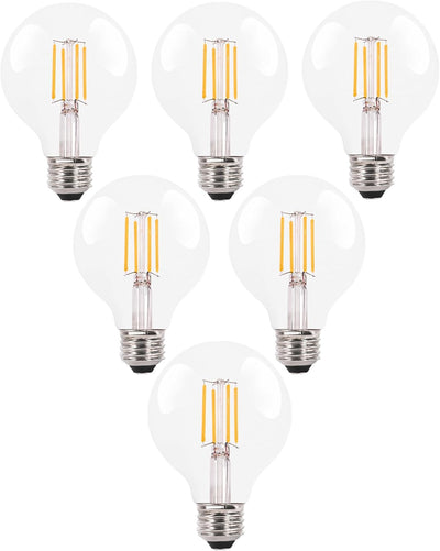 Pack 6 bombillas LED G25 Edison redondas regulables 4.5W 2700K