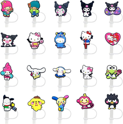Fundas de popote de dibujos animados de silicona reutilizable 0.4 pulgadas