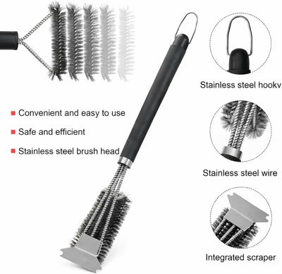 Cepillo parrilla acero inox con raspador