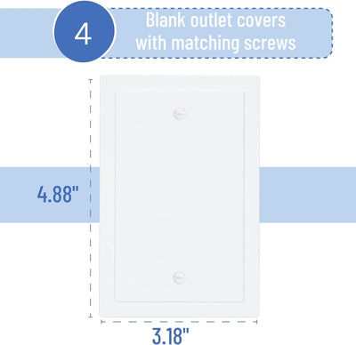 Cubierta pared blanca borde moderno set 4 4.88x3.18pulg