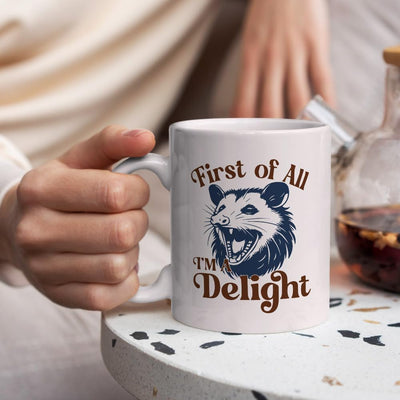 Taza de café divertida de mapache para mujer y regalo