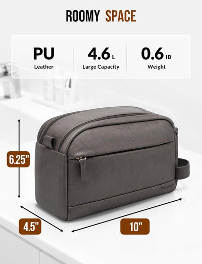 Bolsa toiletería piel PU para hombre resistente al agua gris