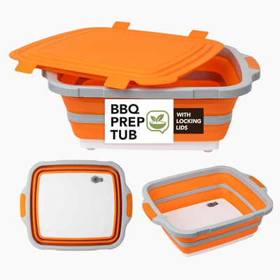 2 Pzas Tub Colapsable BBQ 16L y Manta BBQ 21pulg Tyvek Marrón