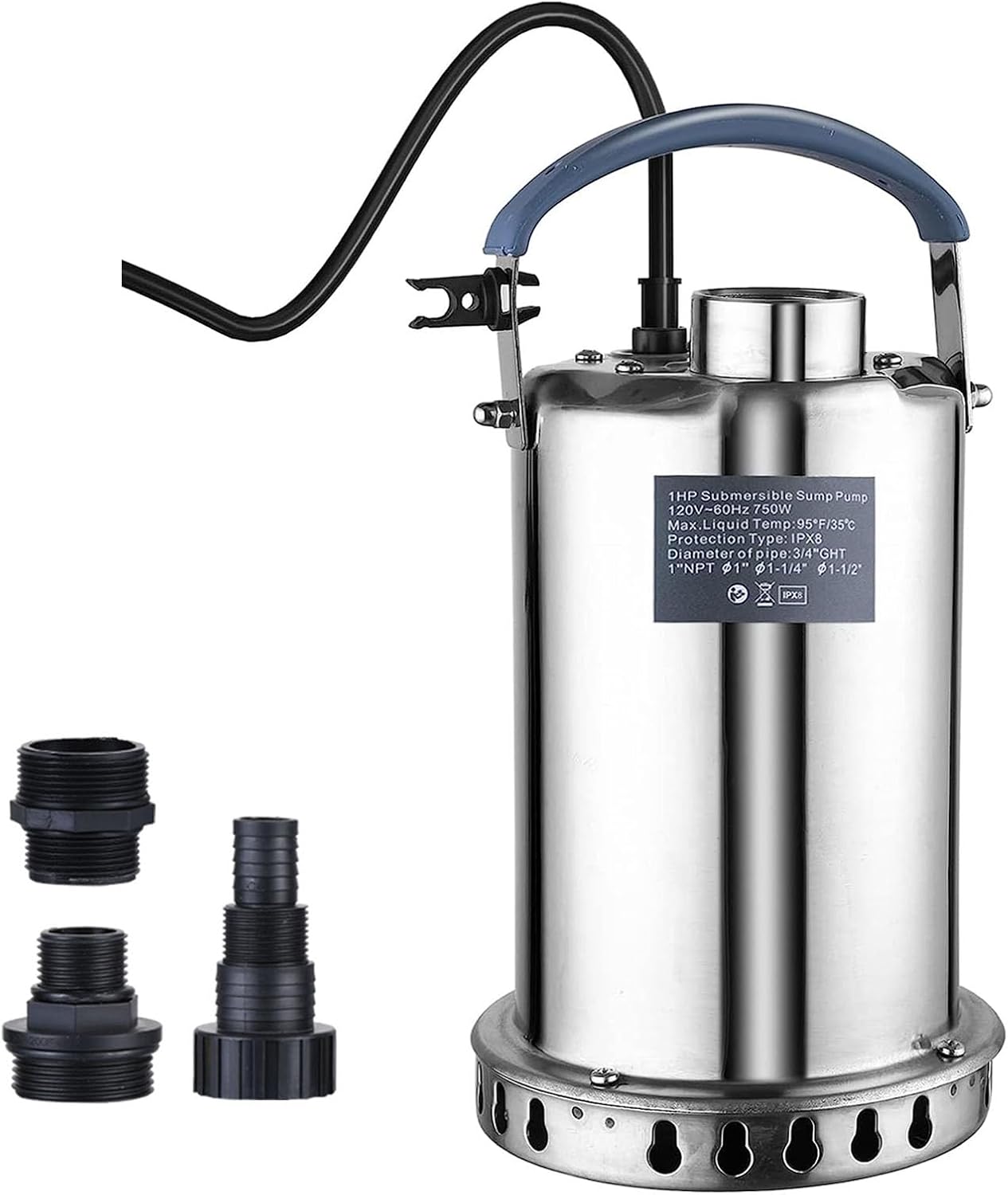Bomba sumergible acero inox 3/4HP 3500GPH para drenaje