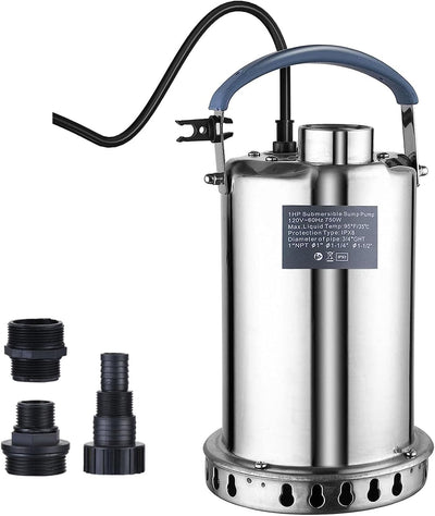 Bomba sumergible acero inox 3/4HP 3500GPH para drenaje