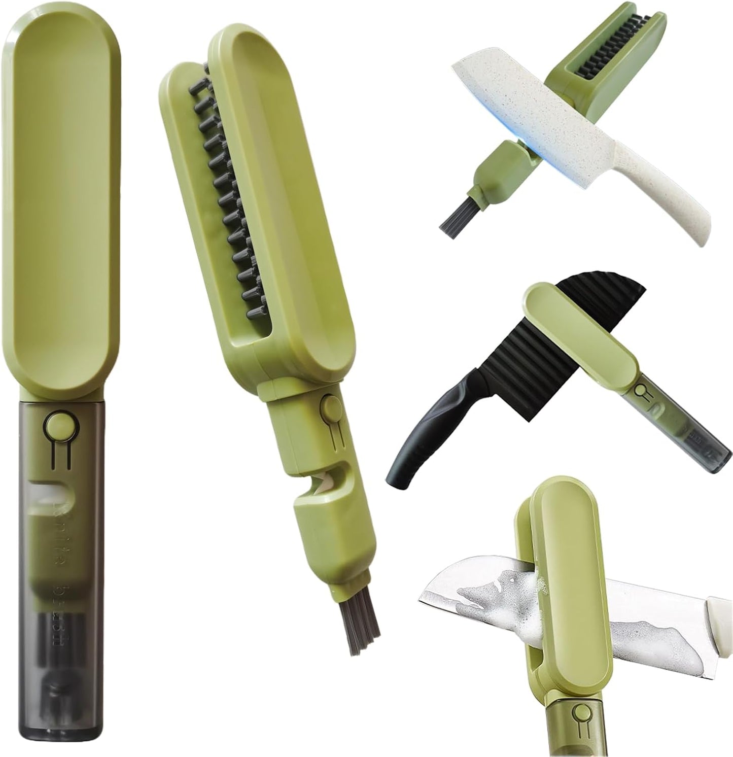 Cepillo cuchillo mango largo tapa afilador cerdas doble cara
