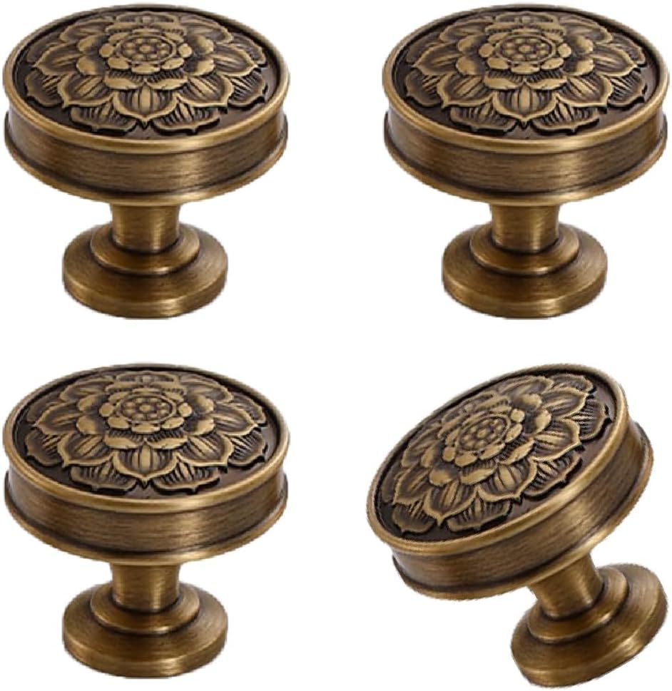 Pomos decorativos armario bronce antiguo redondos pack 4