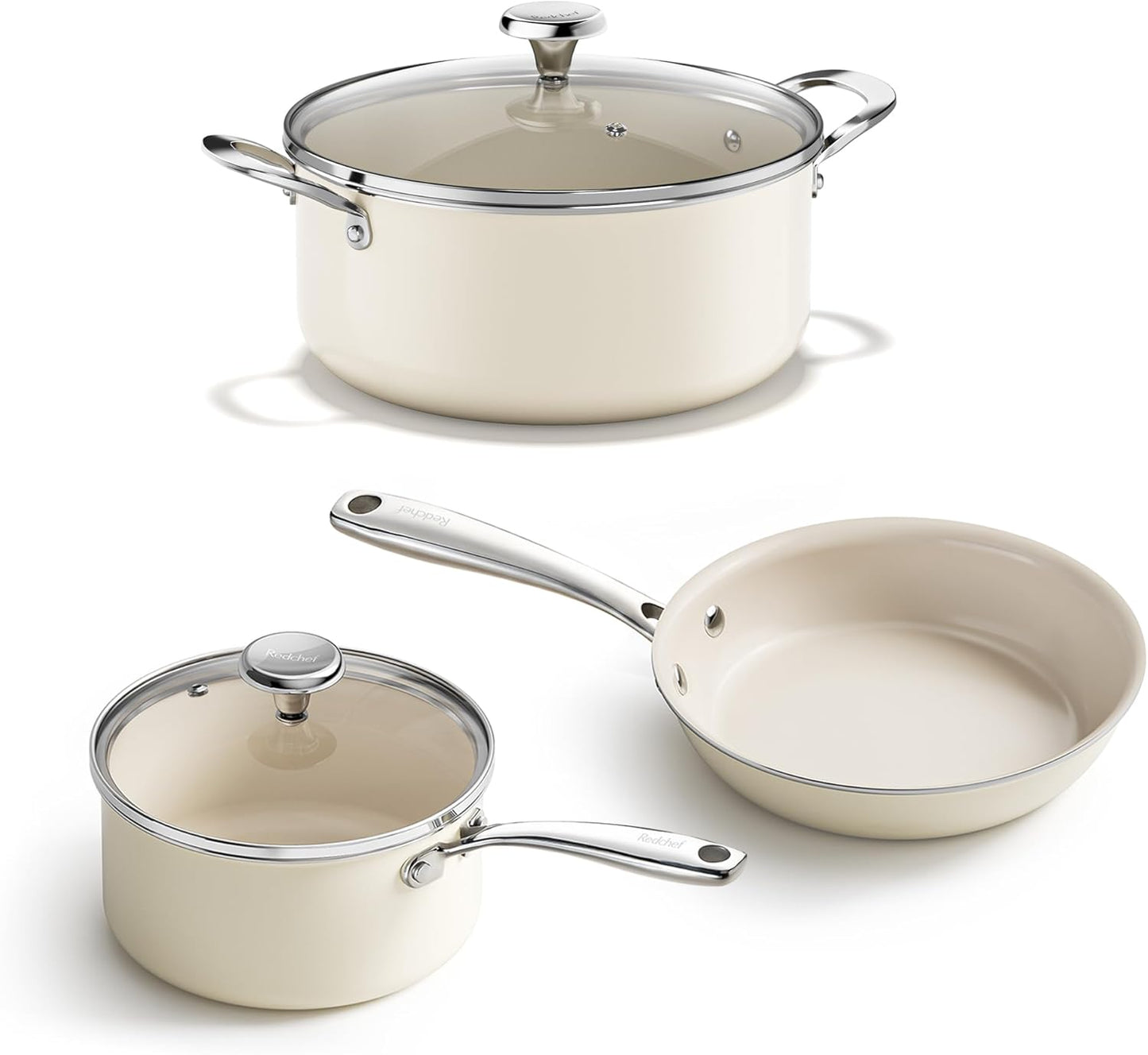Set utensilios cocina antiadherente sartén 8pulg olla 5qt con tapa